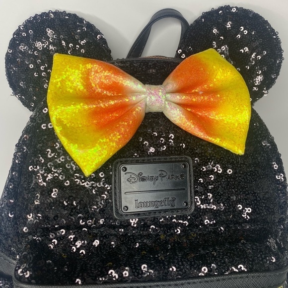 New Disney LoungeFly Limited Edition Candy Corn Halloween Sequins Mini Backpack main image 7